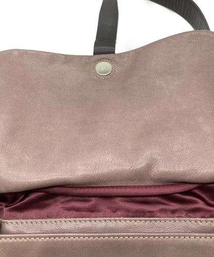 Longchamp Shoulder Bag Purse Leather Purple Authentic