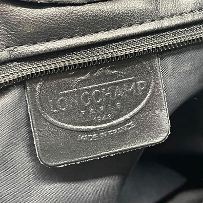 Longchamp Shoulder Bag Purse Leather Black Authentic
