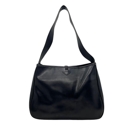 Longchamp Shoulder Bag Purse Leather Black Authentic