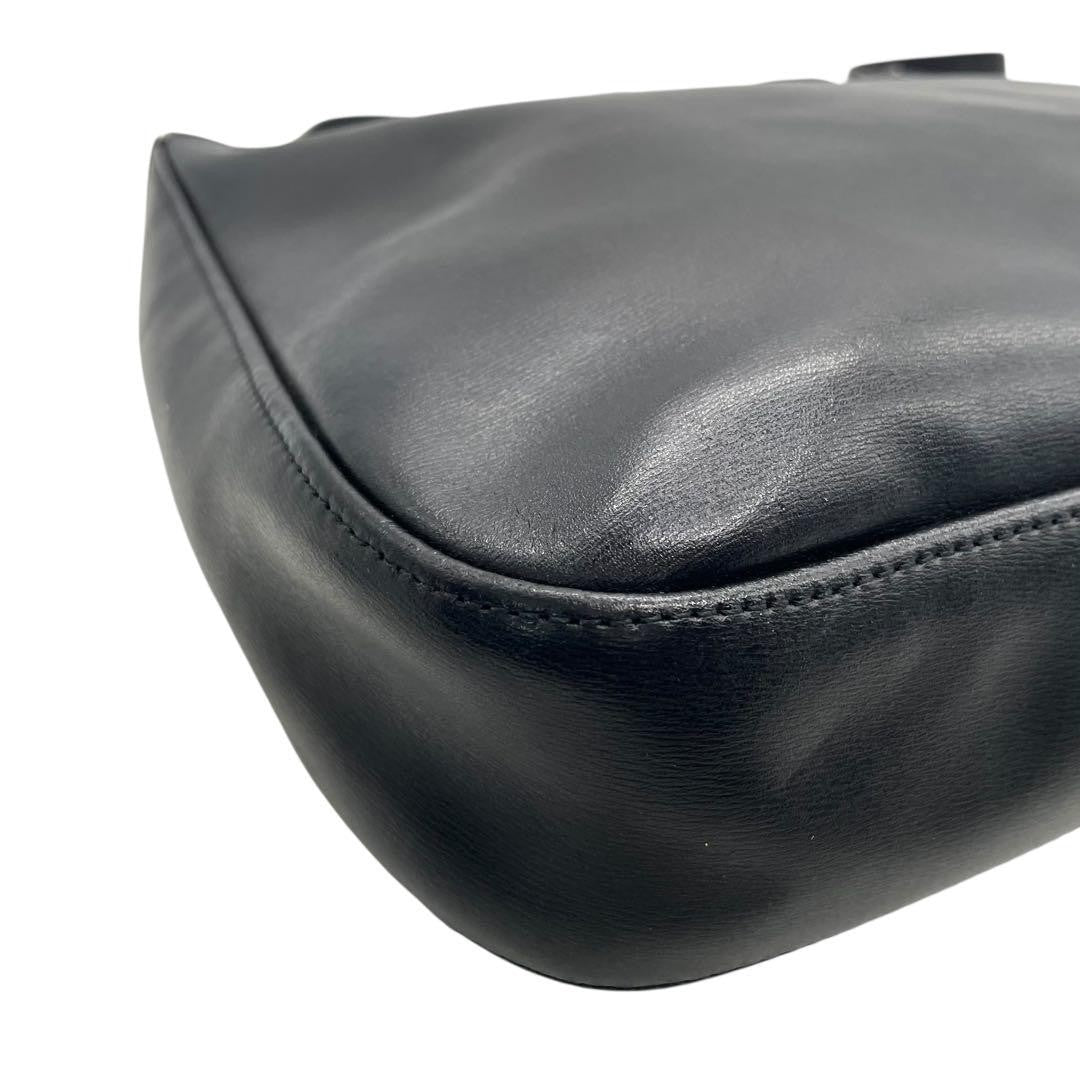 Longchamp Shoulder Bag Purse Leather Black Authentic