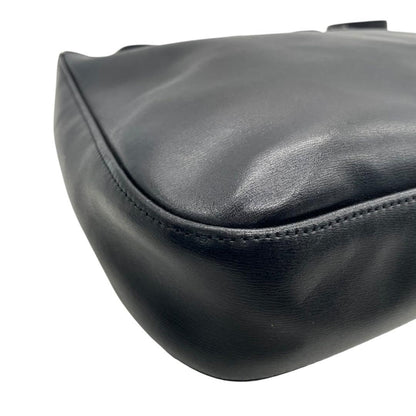 Longchamp Shoulder Bag Purse Leather Black Authentic