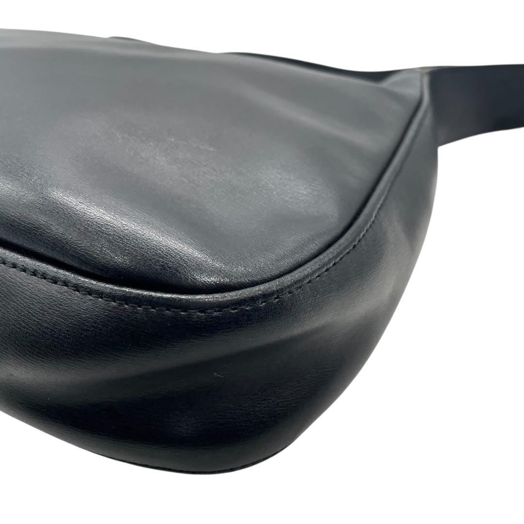 Longchamp Shoulder Bag Purse Leather Black Authentic