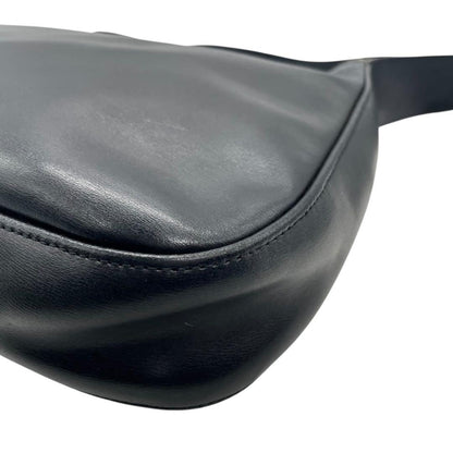 Longchamp Shoulder Bag Purse Leather Black Authentic