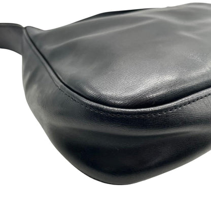 Longchamp Shoulder Bag Purse Leather Black Authentic