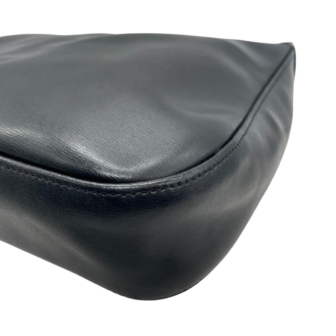 Longchamp Shoulder Bag Purse Leather Black Authentic