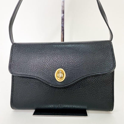 Christian Dior Shoulder Bag Purse CD Leather Black Authentic