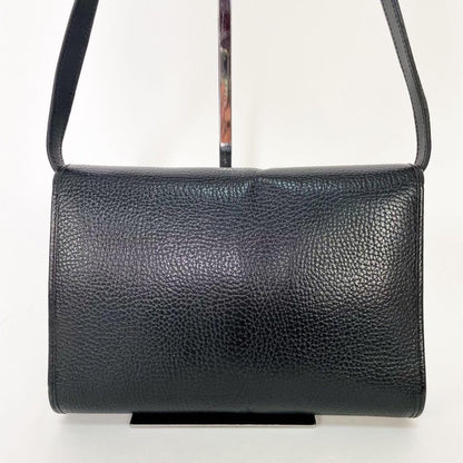 Christian Dior Shoulder Bag Purse CD Leather Black Authentic