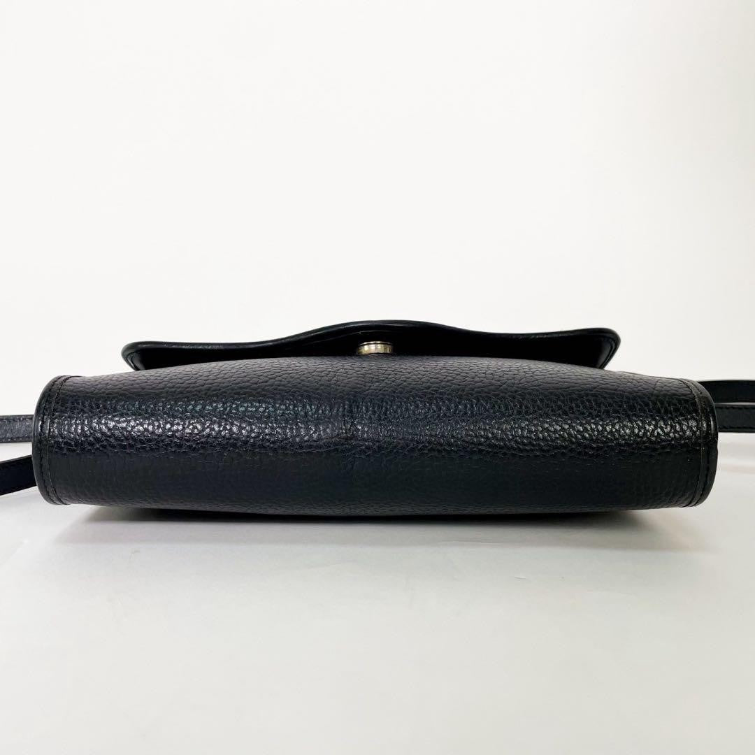 Christian Dior Shoulder Bag Purse CD Leather Black Authentic
