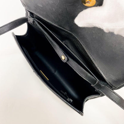Christian Dior Shoulder Bag Purse CD Leather Black Authentic