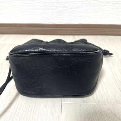 Christian Dior Shoulder Bag Purse CD Leather Black Authentic