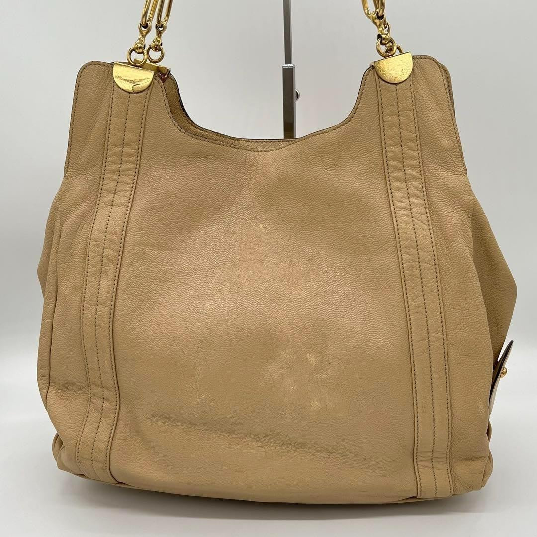Chloe Hand Bag Tote Purse Leather Beige Authentic