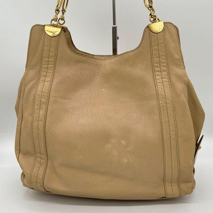 Chloe Hand Bag Tote Purse Leather Beige Authentic