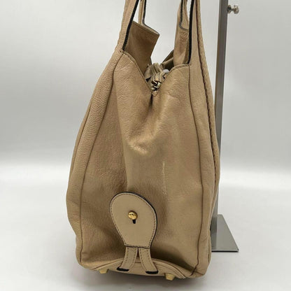 Chloe Hand Bag Tote Purse Leather Beige Authentic