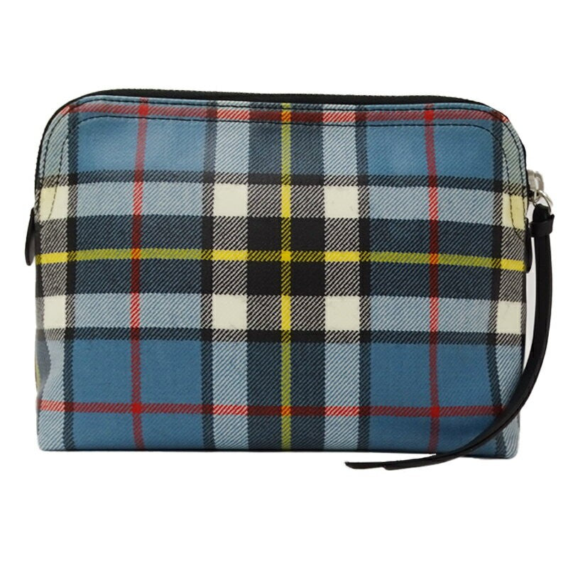 BURBERRY Clutch Bag Pouch Nova Check Coated Canvas Red Blue Authentic