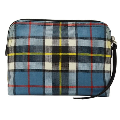 BURBERRY Clutch Bag Pouch Nova Check Coated Canvas Red Blue Authentic