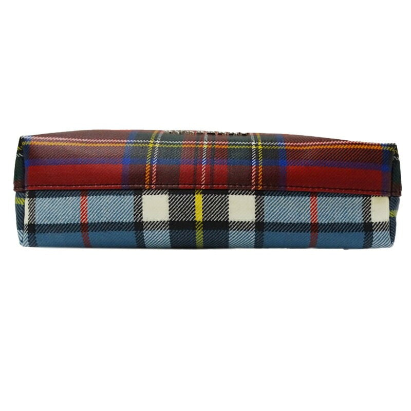 BURBERRY Clutch Bag Pouch Nova Check Coated Canvas Red Blue Authentic