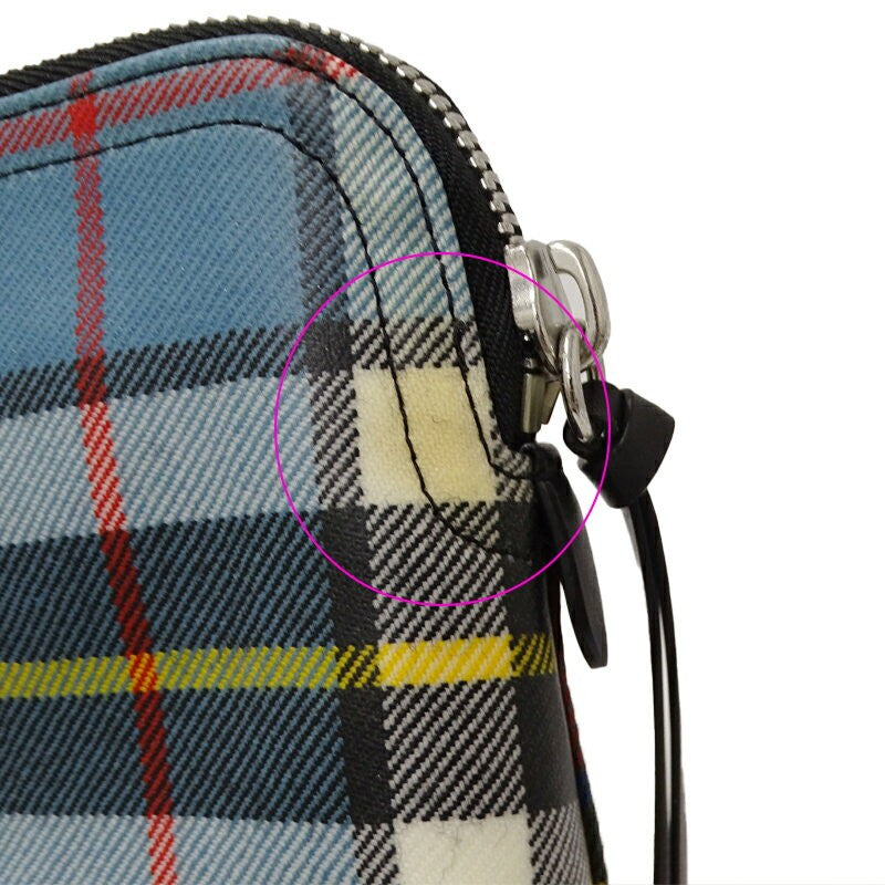 BURBERRY Clutch Bag Pouch Nova Check Coated Canvas Red Blue Authentic