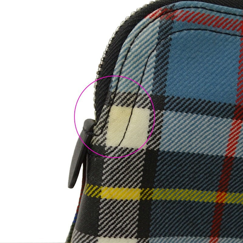 BURBERRY Clutch Bag Pouch Nova Check Coated Canvas Red Blue Authentic