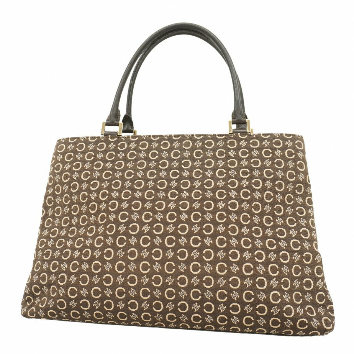 CELINE Hand Bag Tote Purse C Macadam Canvas Brown Authentic