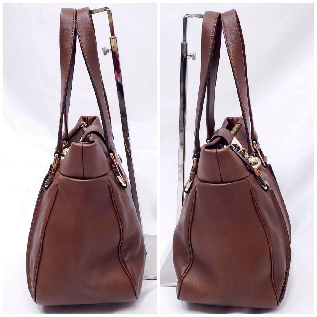 CELINE Hand Bag Tote Purse Leather Brown Authentic