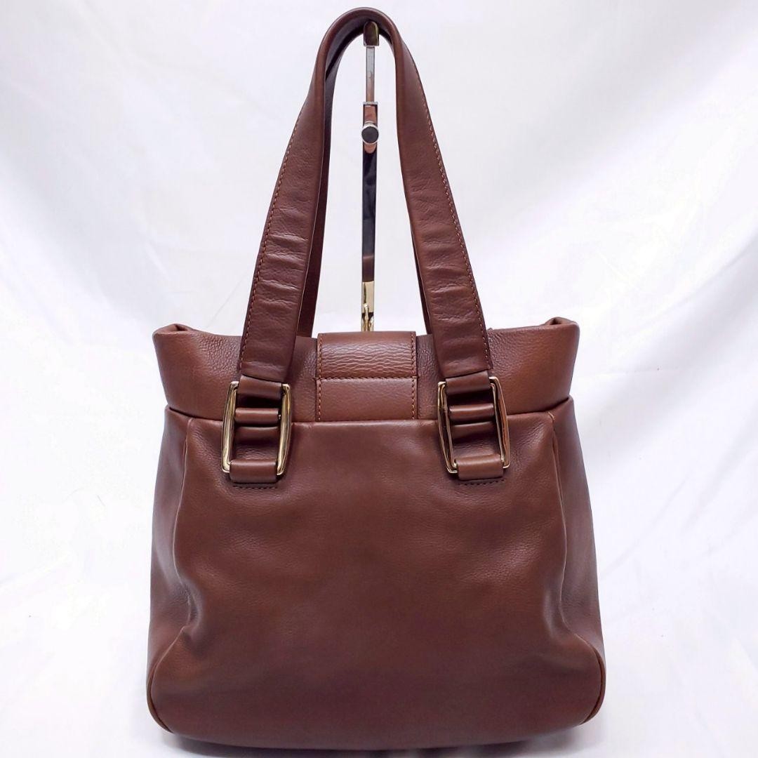 CELINE Hand Bag Tote Purse Leather Brown Authentic