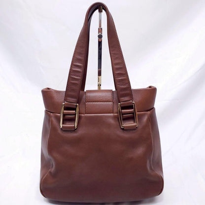 CELINE Hand Bag Tote Purse Leather Brown Authentic