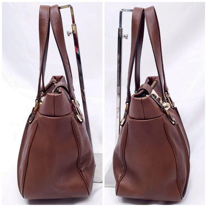 CELINE Hand Bag Tote Purse Leather Brown Authentic
