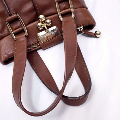 CELINE Hand Bag Tote Purse Leather Brown Authentic