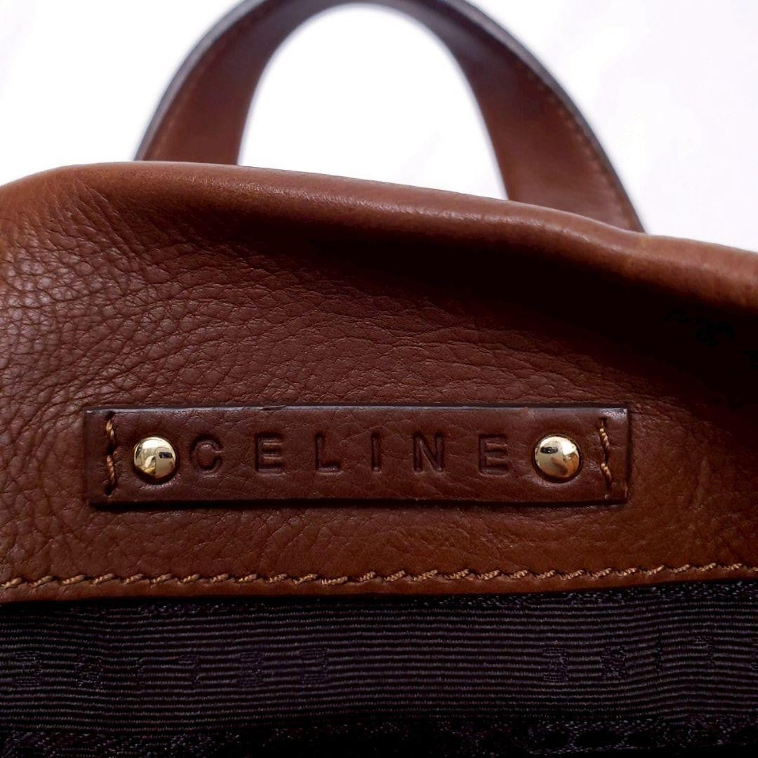 CELINE Hand Bag Tote Purse Leather Brown Authentic