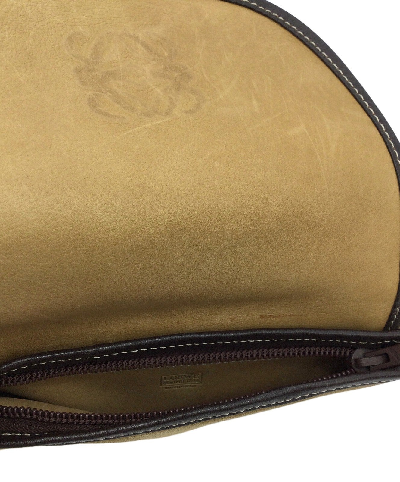 LOEWE Shoulder Bag Purse Anagram Beige Authentic