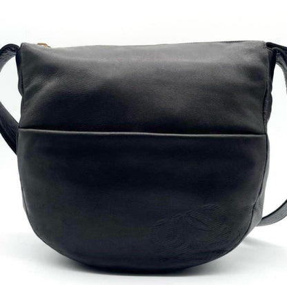 LOEWE Shoulder Bag Purse Anagram Leather Black Authentic