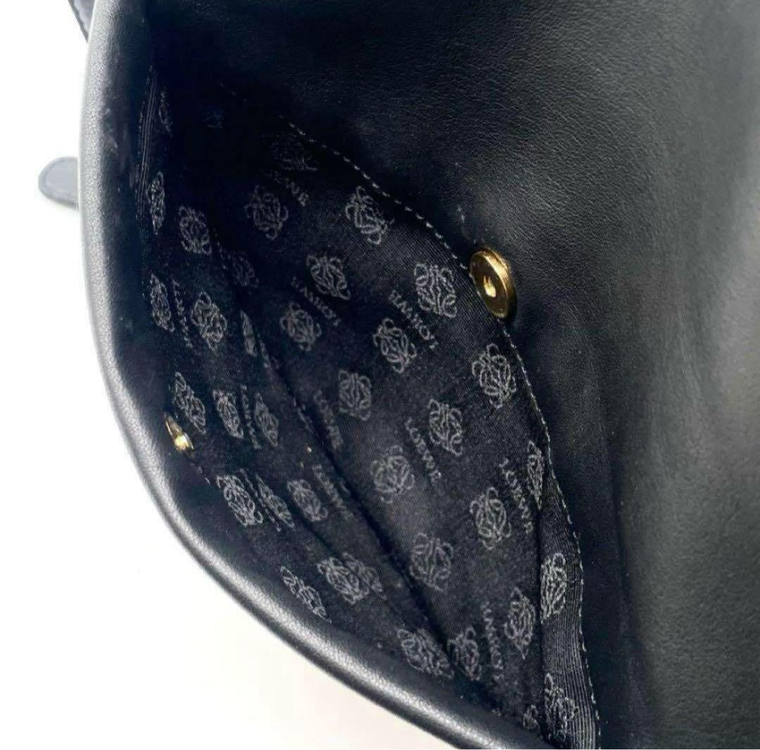 LOEWE Shoulder Bag Purse Anagram Leather Black Authentic