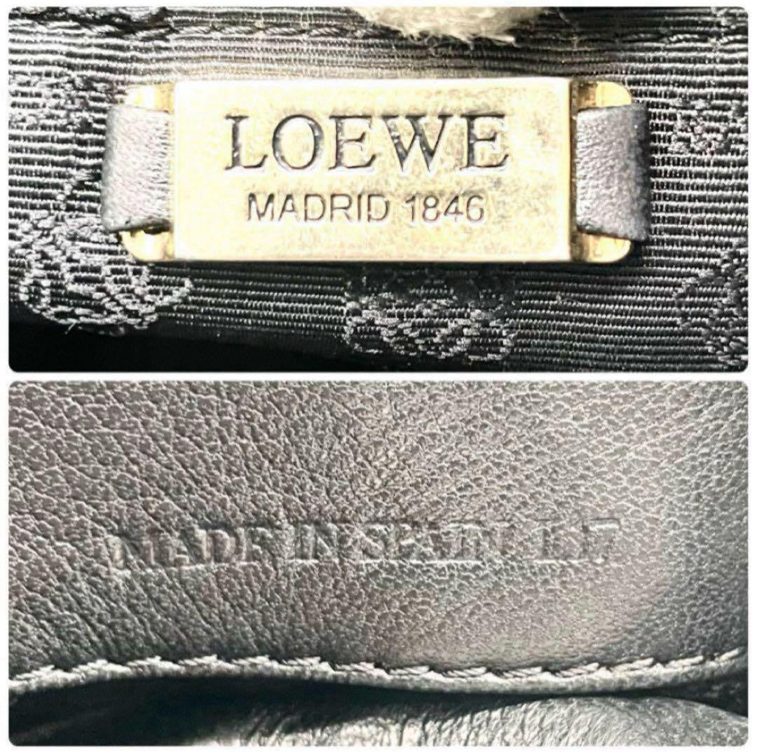 LOEWE Shoulder Bag Purse Anagram Leather Black Authentic