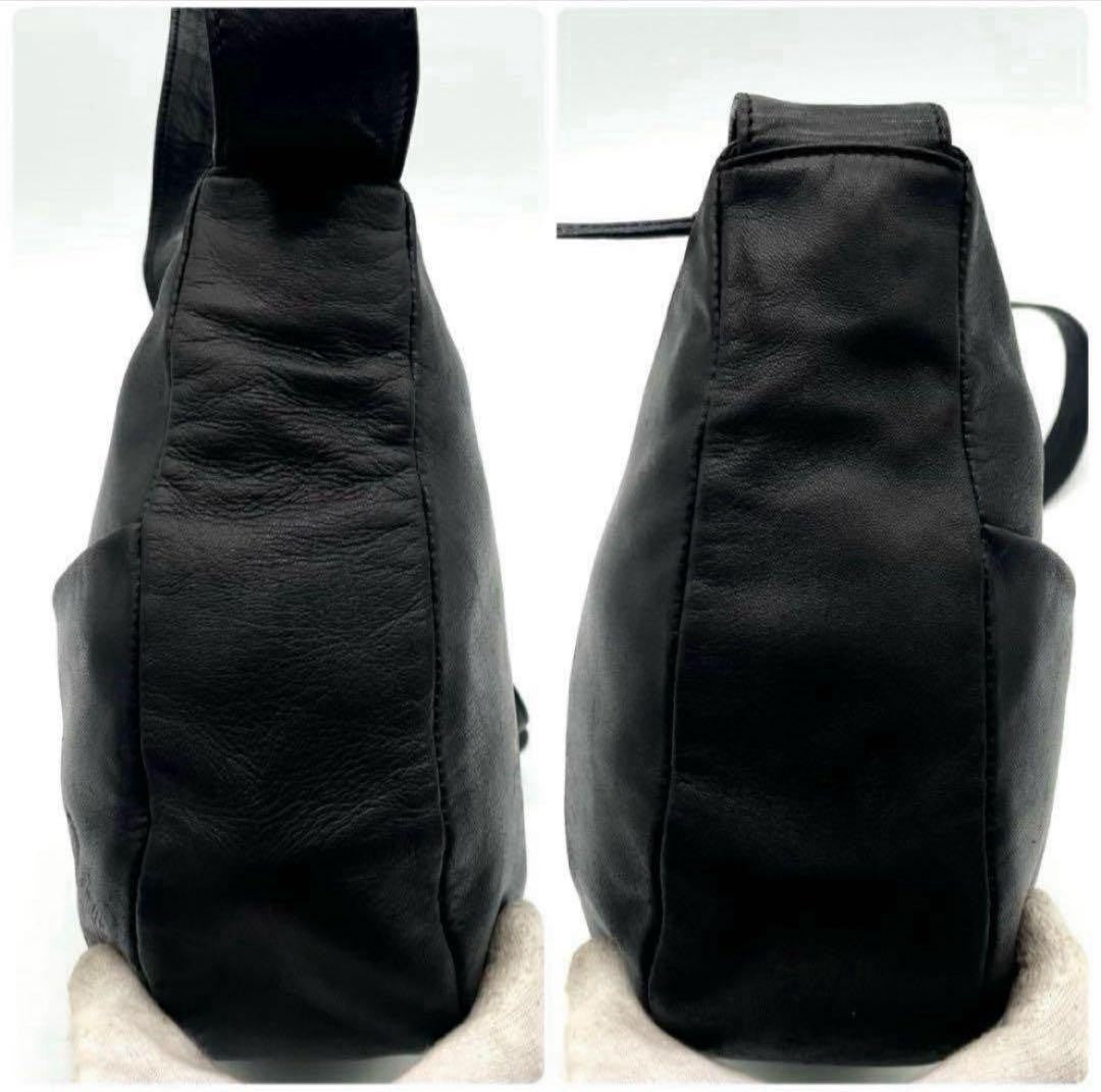 LOEWE Shoulder Bag Purse Anagram Leather Black Authentic