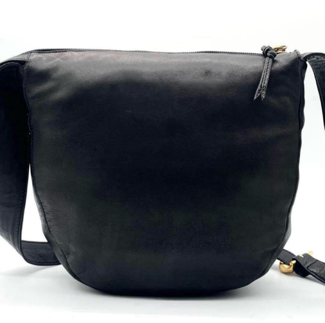 LOEWE Shoulder Bag Purse Anagram Leather Black Authentic
