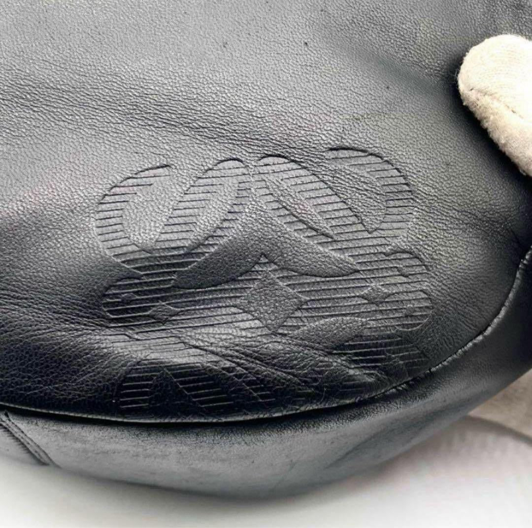 LOEWE Shoulder Bag Purse Anagram Leather Black Authentic