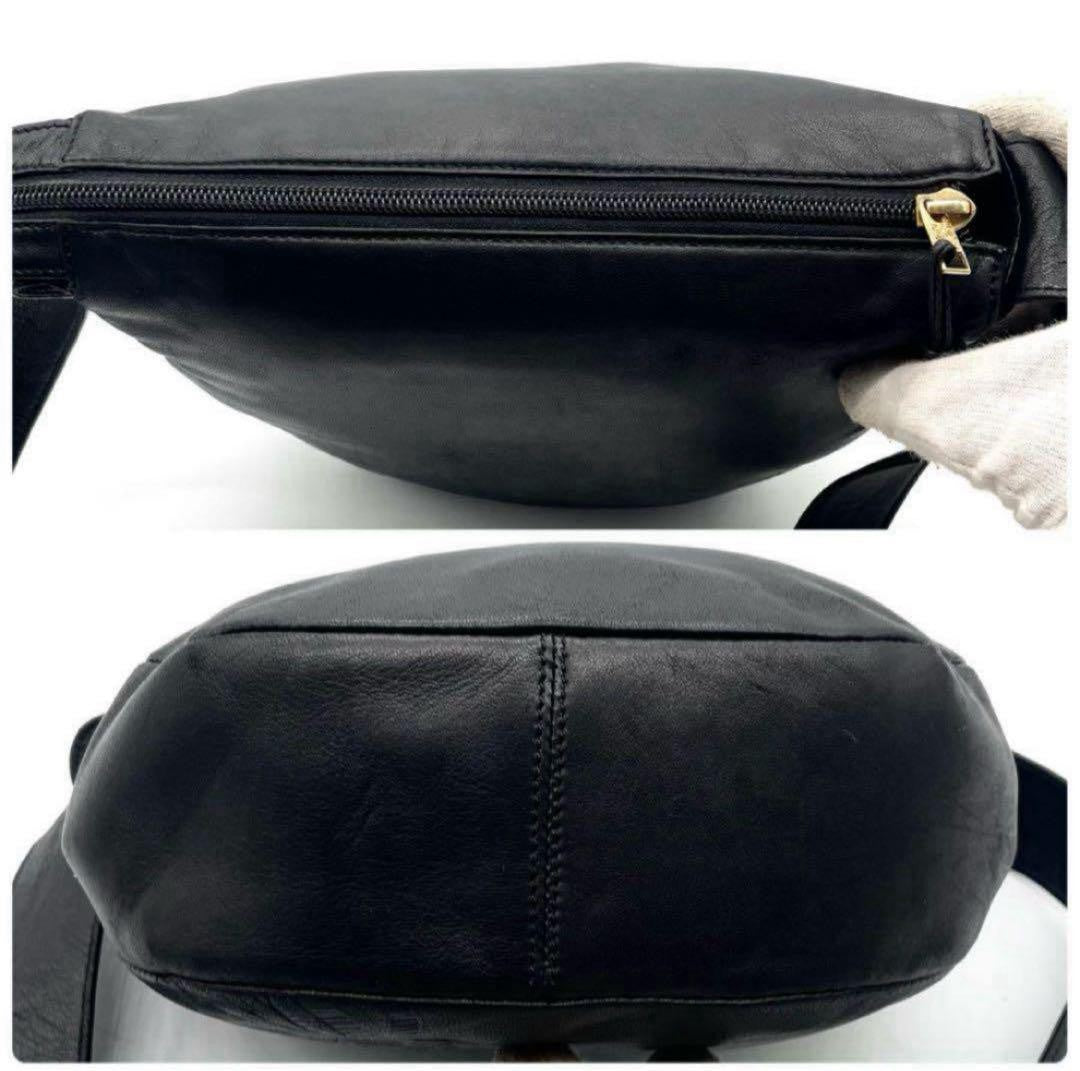 LOEWE Shoulder Bag Purse Anagram Leather Black Authentic