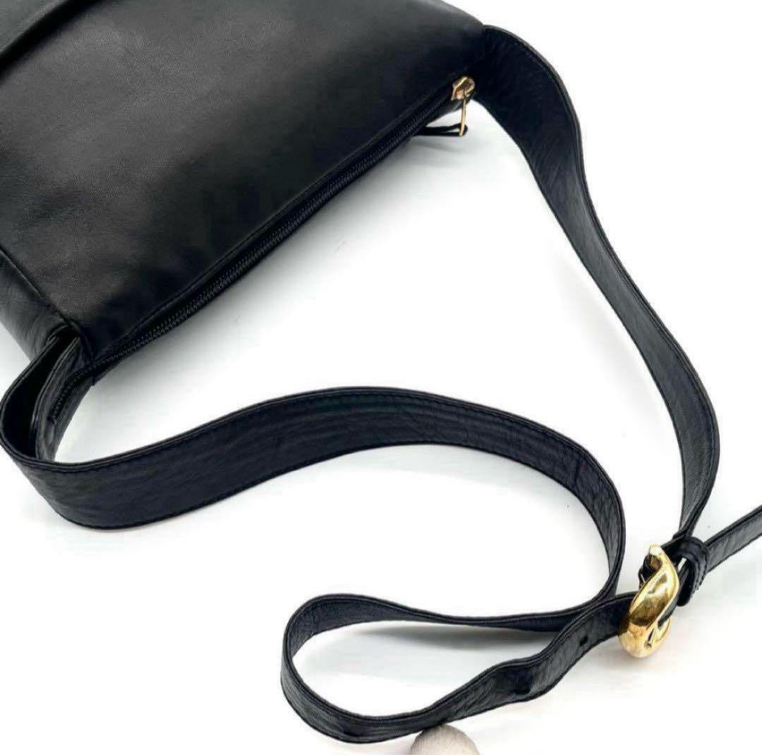 LOEWE Shoulder Bag Purse Anagram Leather Black Authentic