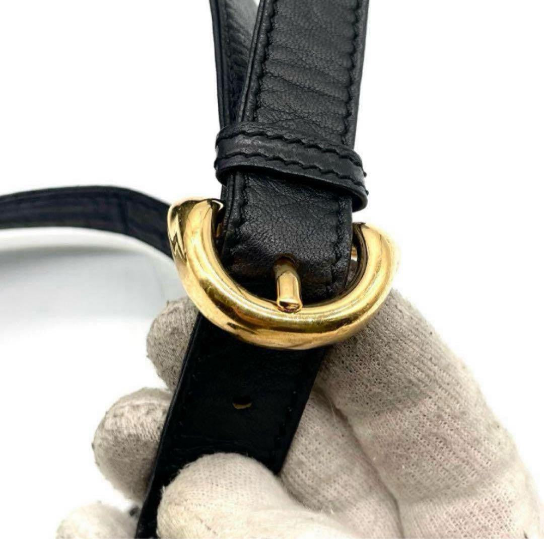 LOEWE Shoulder Bag Purse Anagram Leather Black Authentic