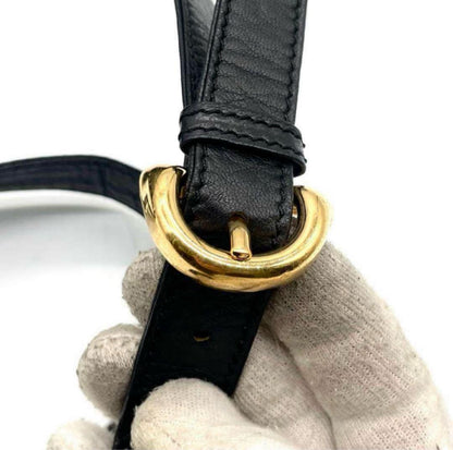 LOEWE Shoulder Bag Purse Anagram Leather Black Authentic