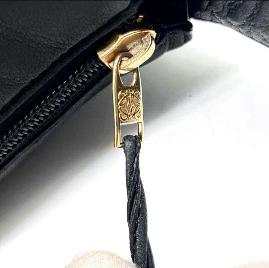 LOEWE Shoulder Bag Purse Anagram Leather Black Authentic