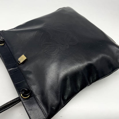 LOEWE Hand Bag Tote Purse Anagram Leather Black Authentic