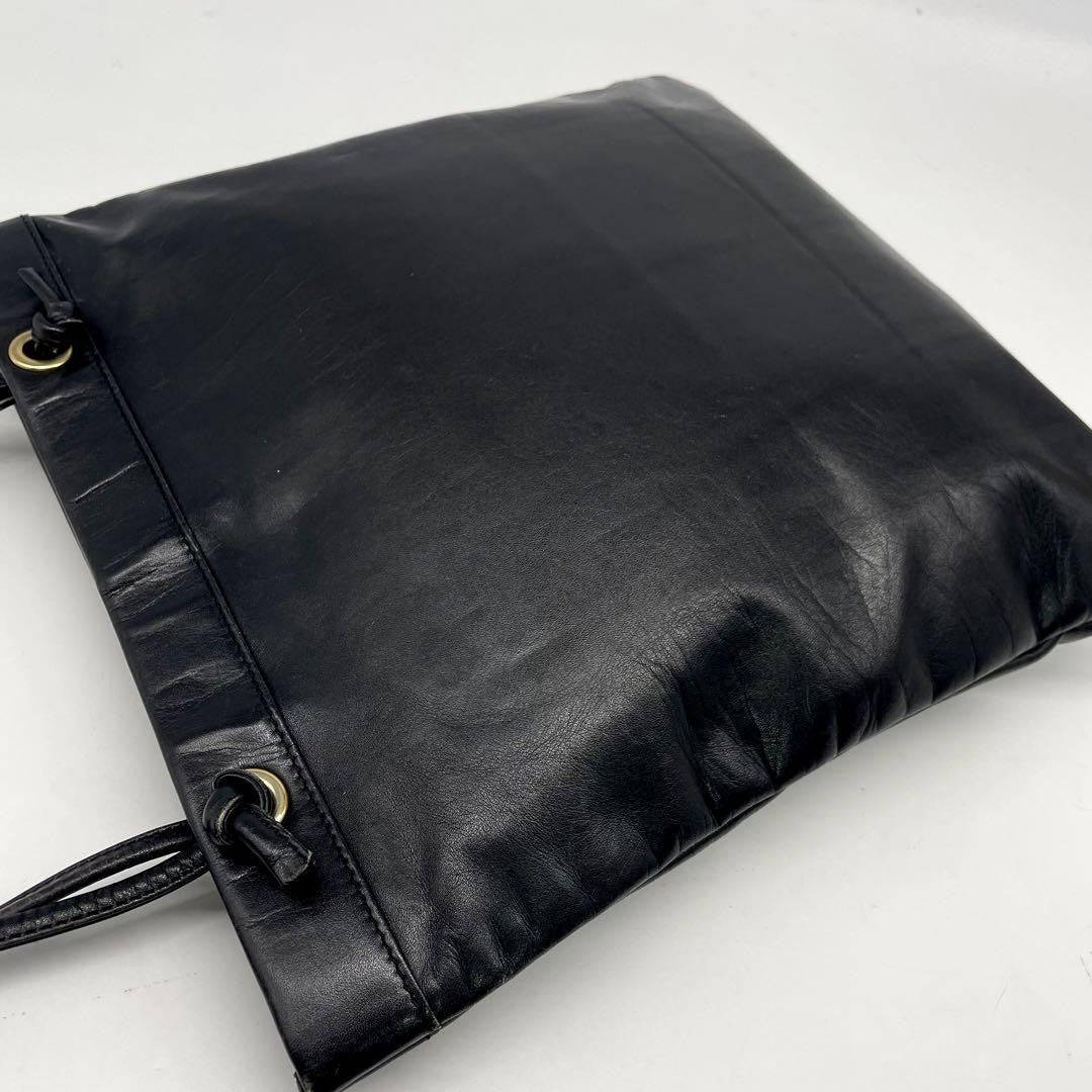 LOEWE Hand Bag Tote Purse Anagram Leather Black Authentic