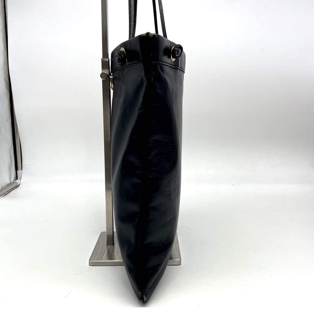 LOEWE Hand Bag Tote Purse Anagram Leather Black Authentic