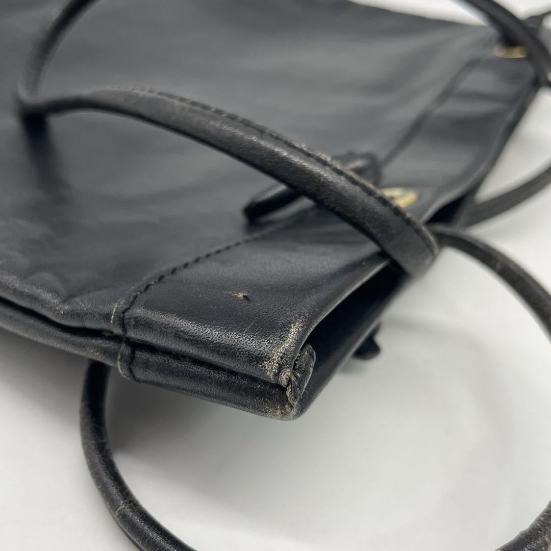 LOEWE Hand Bag Tote Purse Anagram Leather Black Authentic
