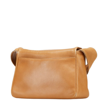 Salvatore Ferragamo Shoulder Bag Purse Gancini Leather Brown Authentic