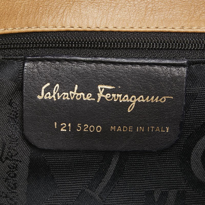 Salvatore Ferragamo Shoulder Bag Purse Gancini Leather Brown Authentic