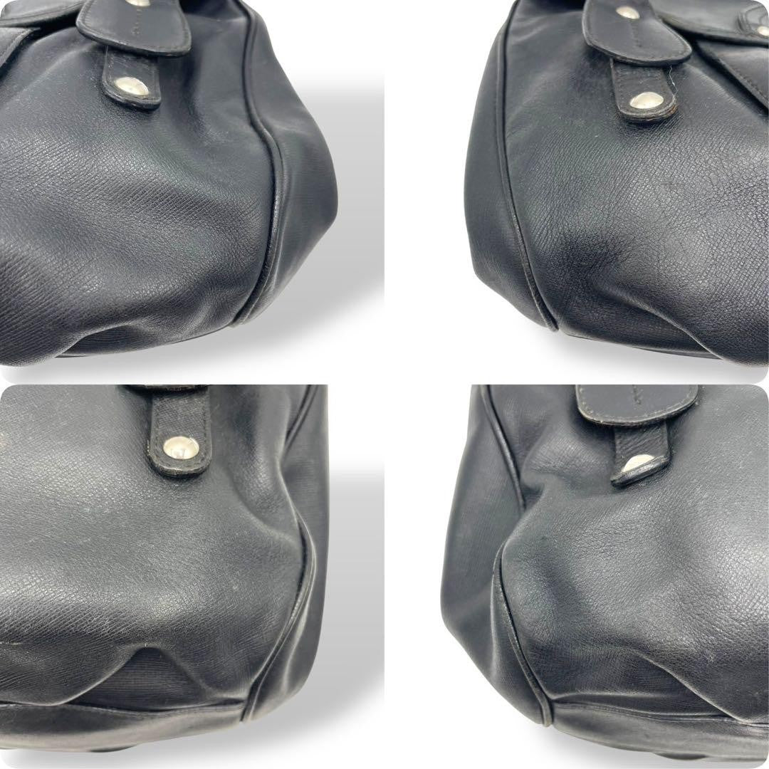 Salvatore Ferragamo Hand Bag Tote Purse Gancini Leather Black Authentic