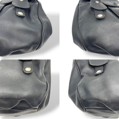 Salvatore Ferragamo Hand Bag Tote Purse Gancini Leather Black Authentic