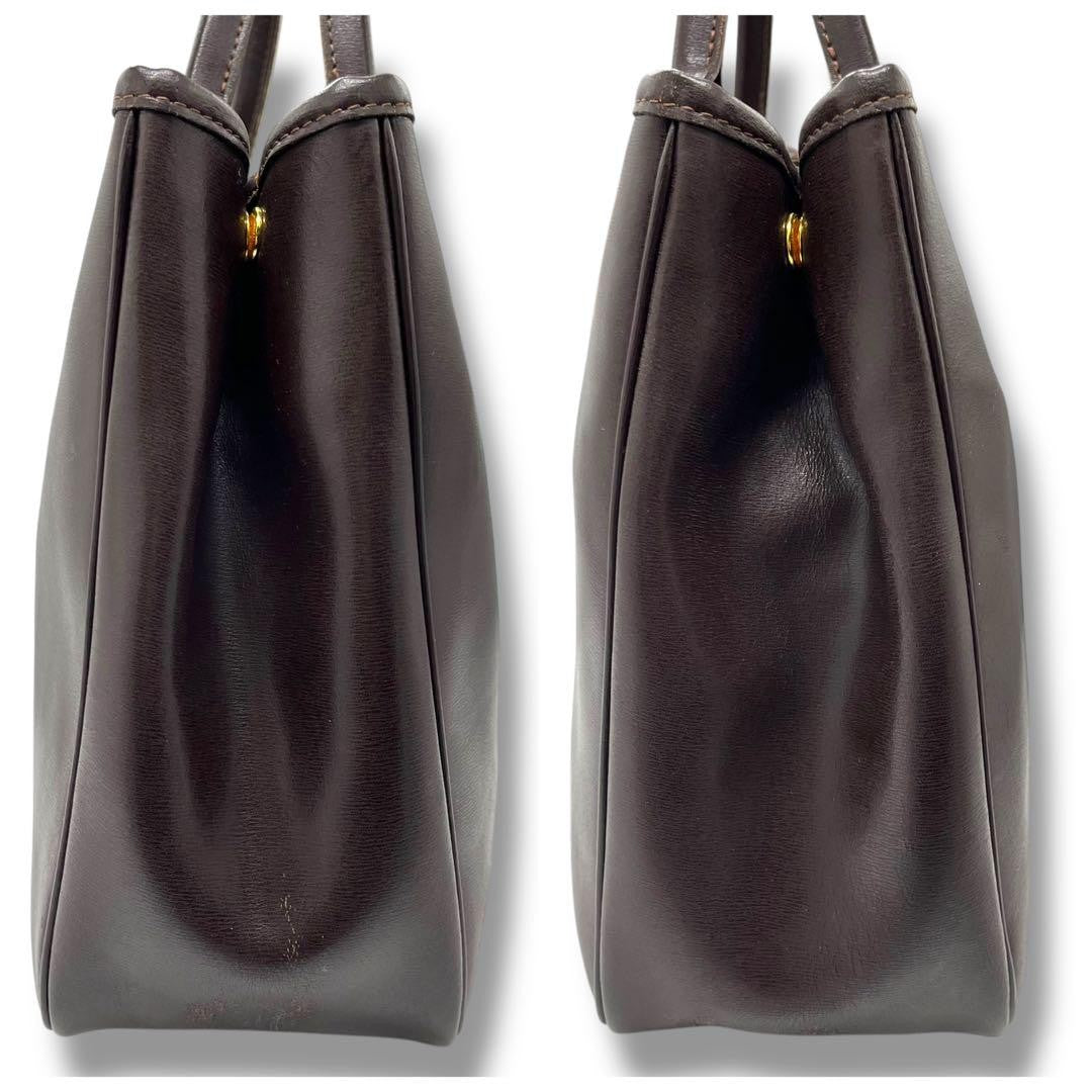 Longchamp Hand Bag Tote Purse Leather Brown Authentic